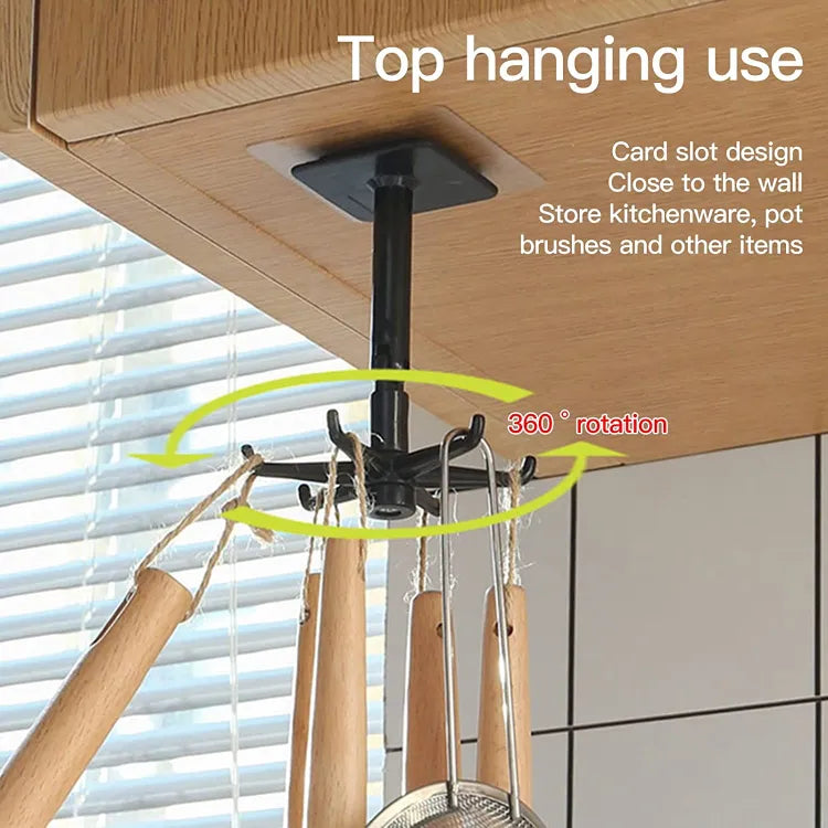360° Rotating Spoon Holder Stand | Punch-Free Kitchen Rack