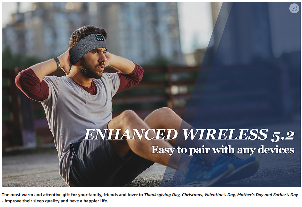 2-in-1 Bluetooth Headband with Eye Mask | Wireless Headphones