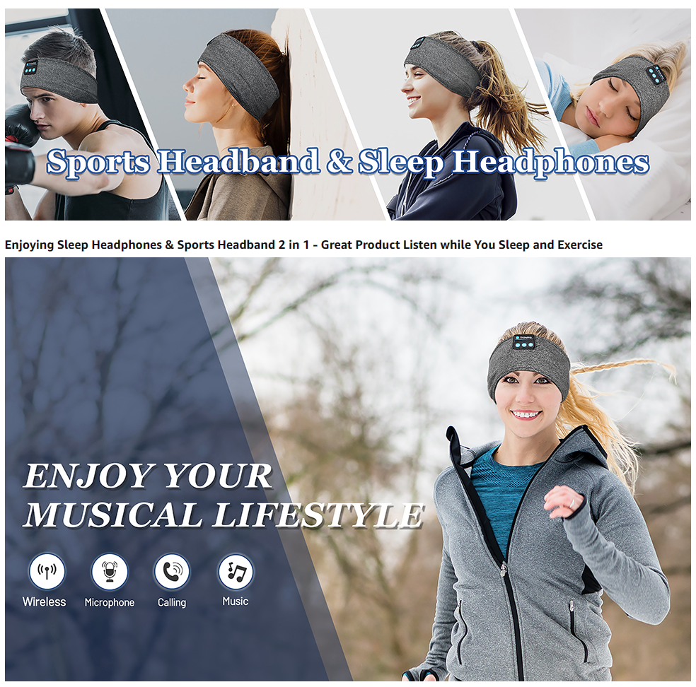 2-in-1 Bluetooth Headband with Eye Mask | Wireless Headphones