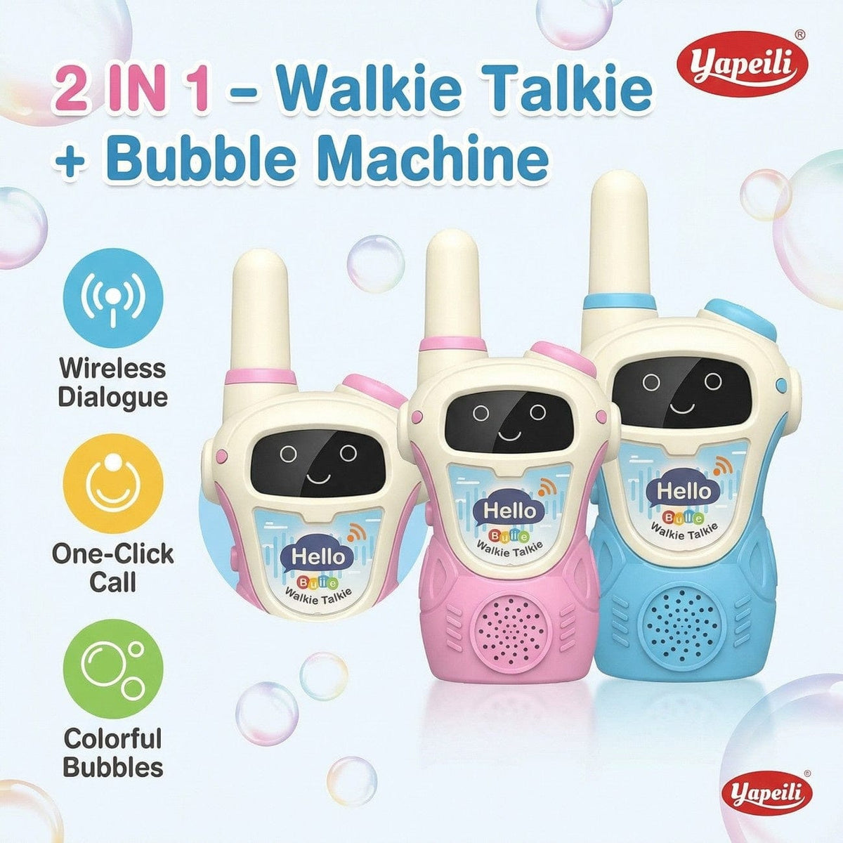 2 Pcs Kids Bubble Walkie Talkie | Fun Outdoor Bubble Maker Toy