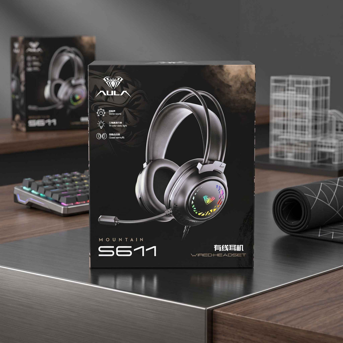 AULA S611 Wired Gaming Headset | Stereo Sound & LED Gaming Headphones