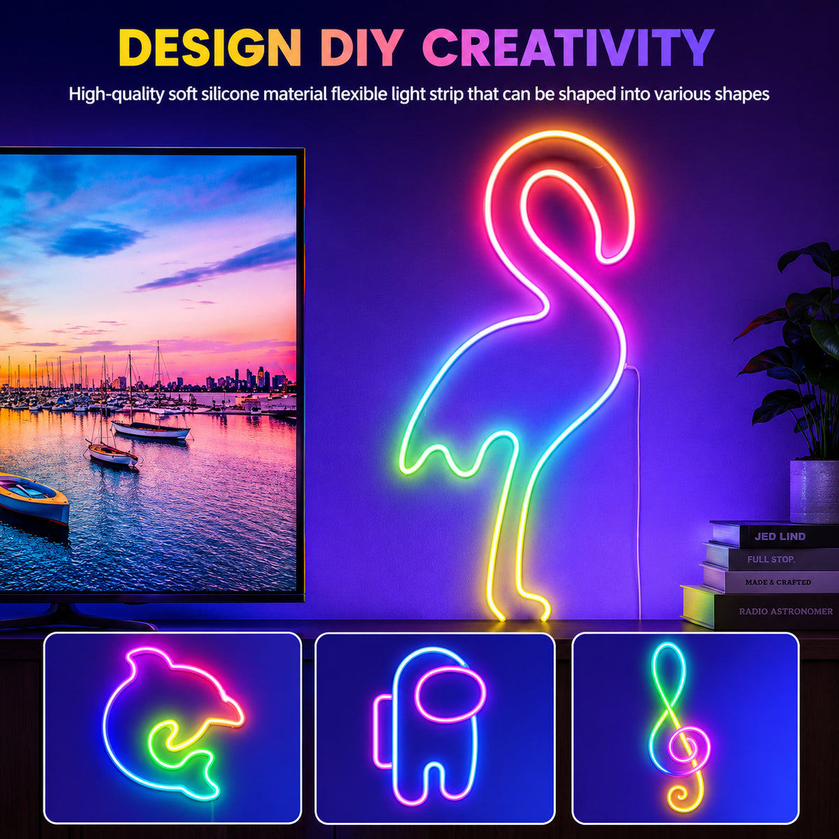 Neon RGB LED Strip Lights with Remote & App Control