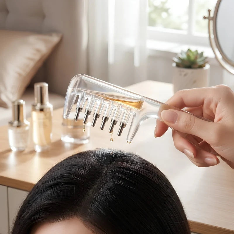7-Teeth Scalp Massage Comb & Hair Oil Applicator | Rolling Ball Comb