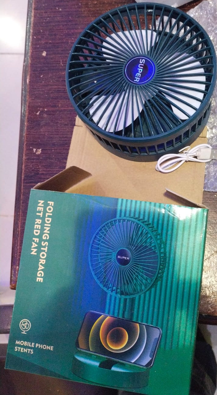 Folding Telescopic Floor Fan | 3-Speed USB Rechargeable Fan