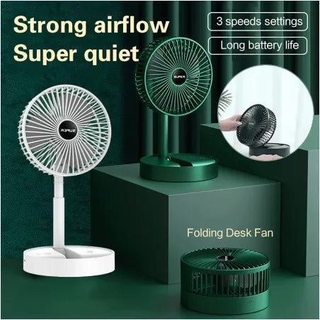 Folding Telescopic Floor Fan | 3-Speed USB Rechargeable Fan