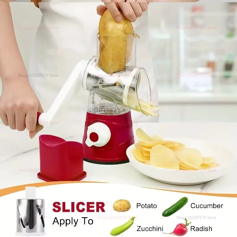 3-in-1 Vegetable Cutter & Slicer | Manual Cheese Grater & Food Chopper