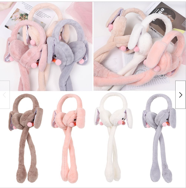 Soft Fluffy Rabbit Ears Headband | Moving Rabbit Ear Warmers