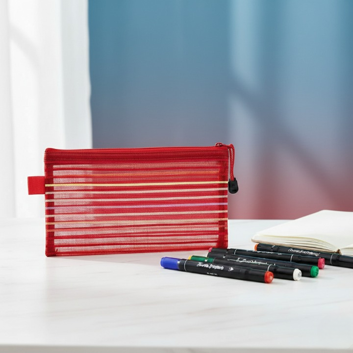 Transparent Geometry Box Pencil Pouch | Zipper School Stationery Case