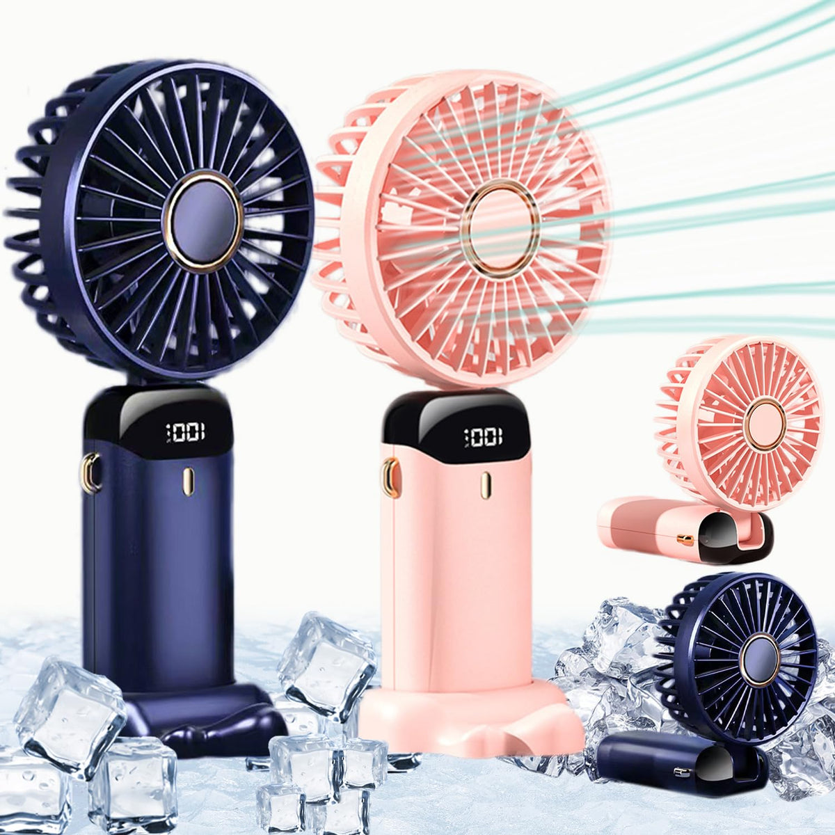 Rechargeable Hand Fan with LED Display | 5-Speed Mini Fan