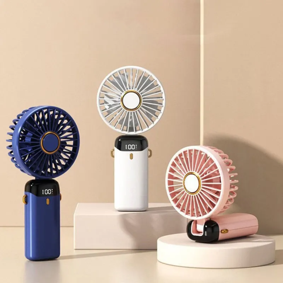 Rechargeable Hand Fan with LED Display | 5-Speed Mini Fan