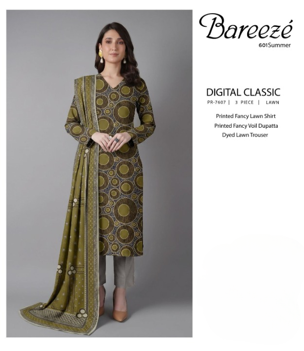 Bareezé Digital Classic 3-Piece Lawn Suit | PR-7607