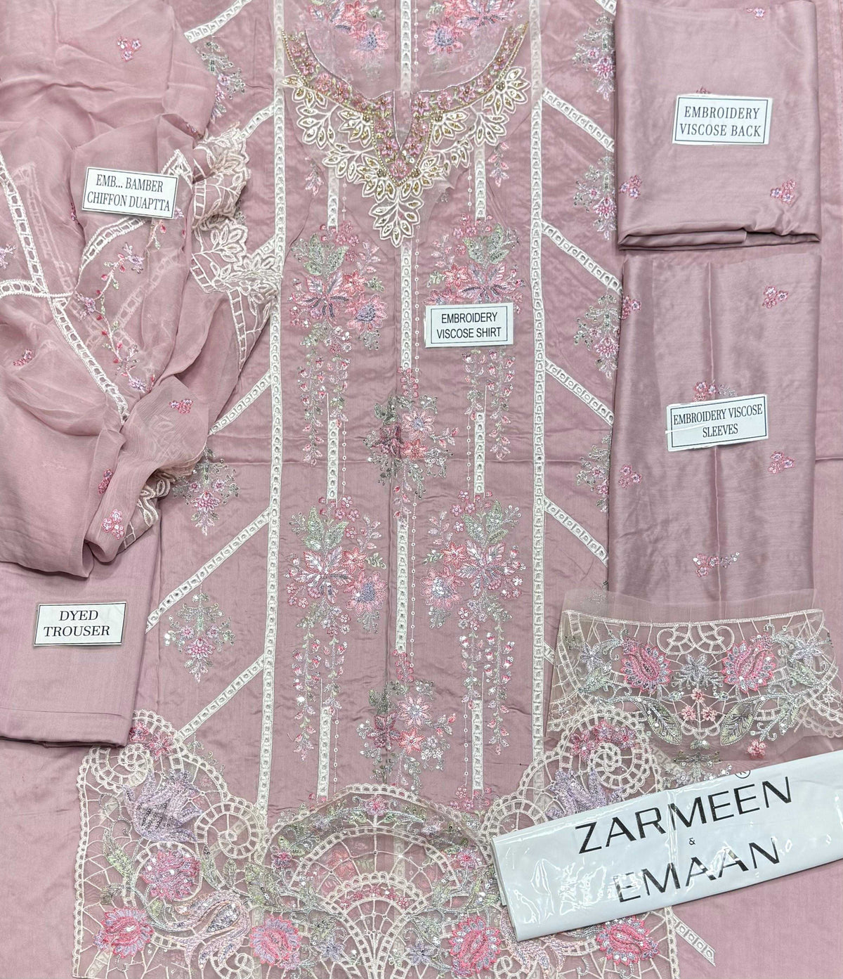 Zarmeen Emaan Article 1776 | Luxury Embroidered 3-Piece Suit
