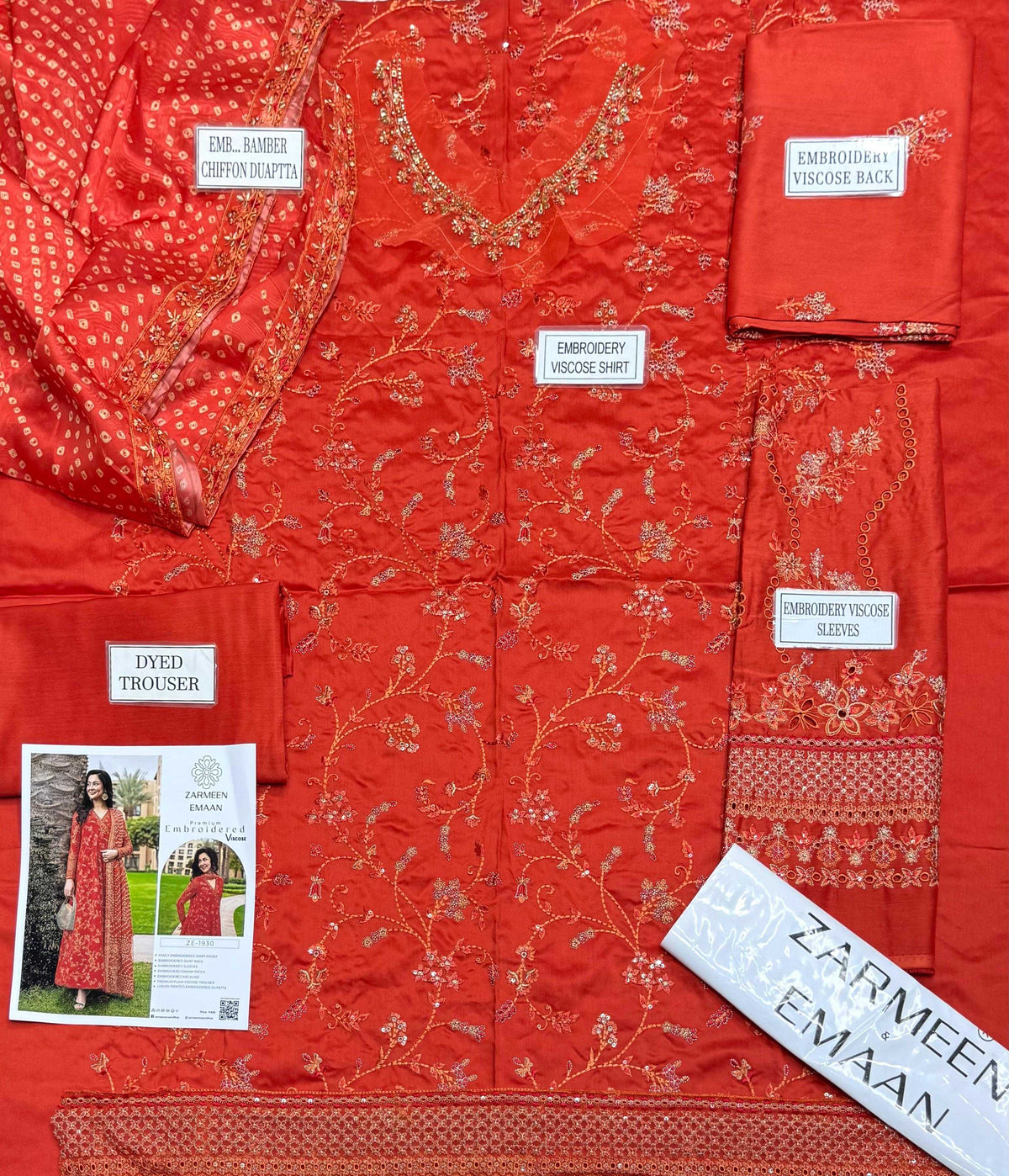 Zarmeen Emaan Fancy Embroidered 3-Piece Suit | NexoraDeals