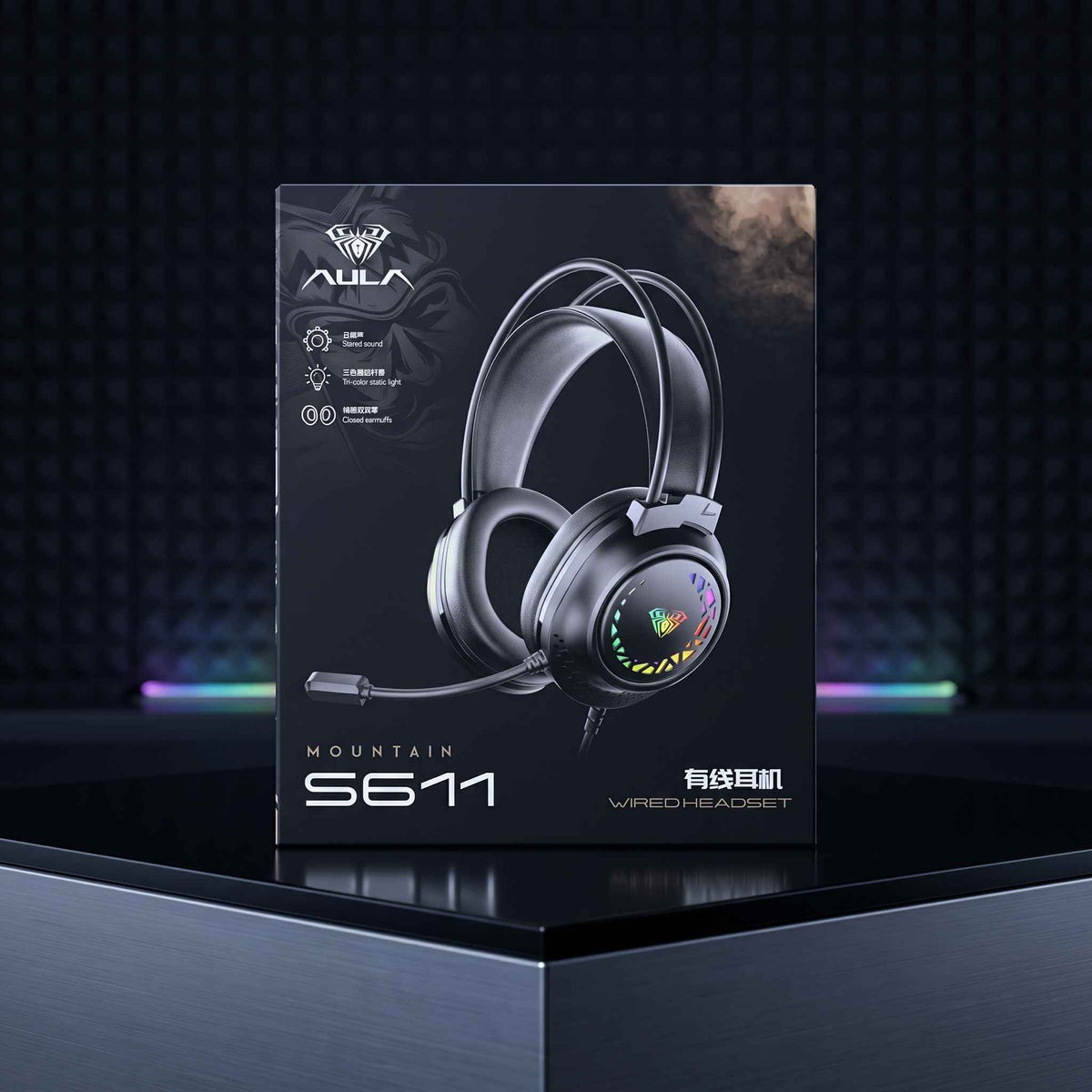 AULA S611 Wired Gaming Headset | Stereo Sound & LED Gaming Headphones