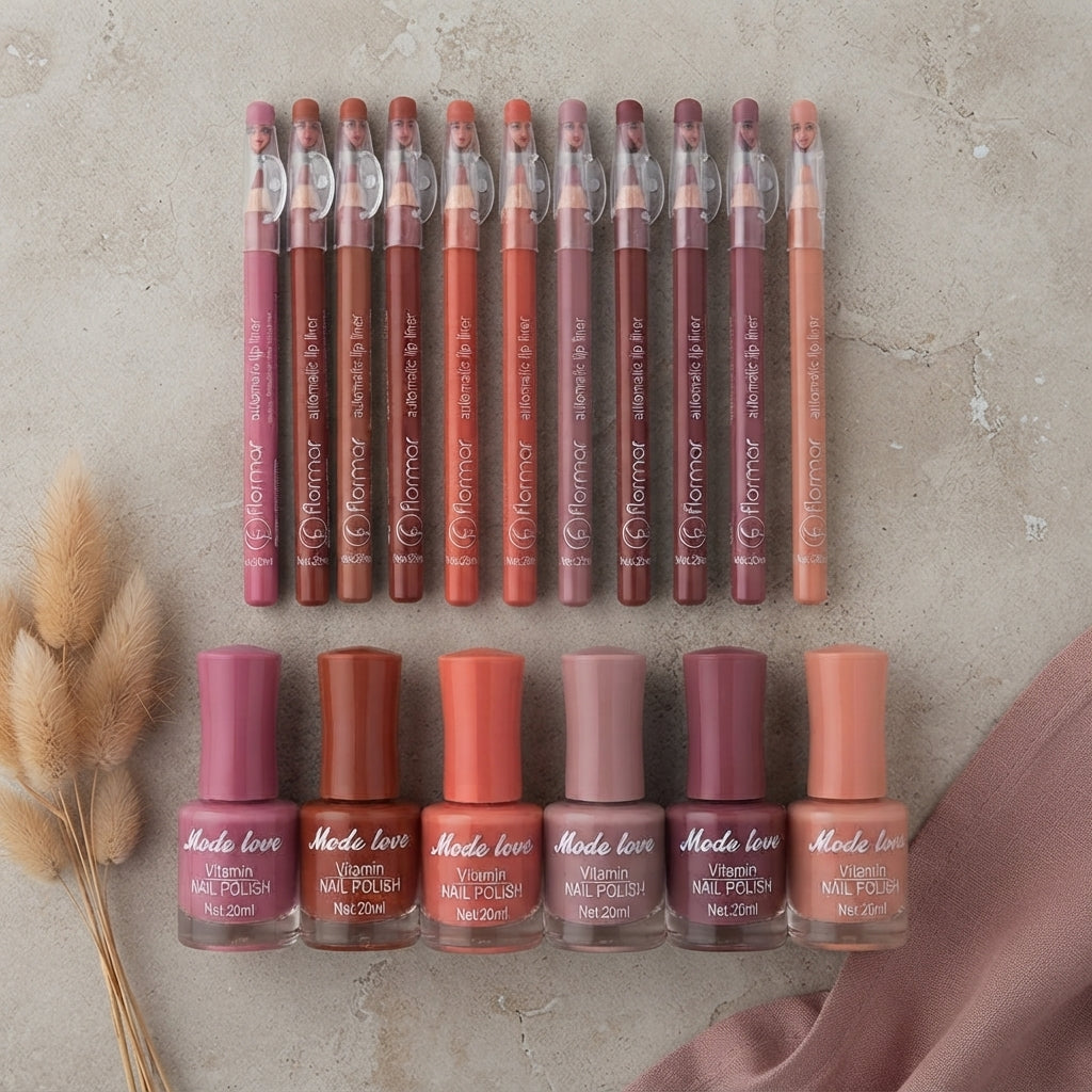 Nail Polish &amp; Lip Pencils Combo | 18-Piece Makeup Set