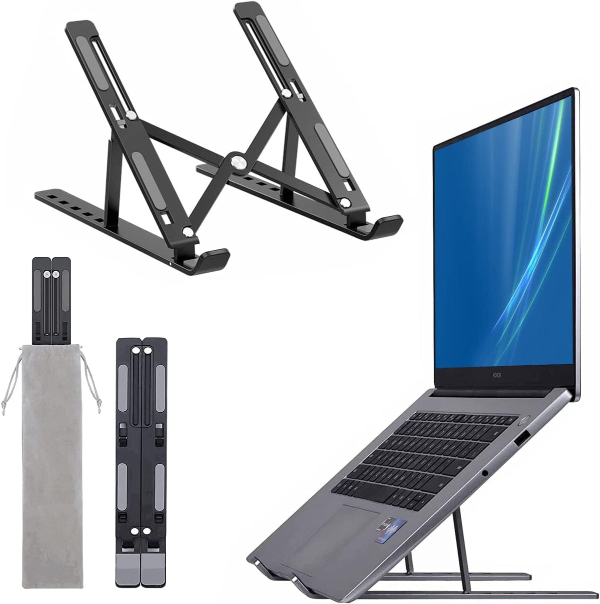 Portable Foldable Aluminium Laptop Stand | Black